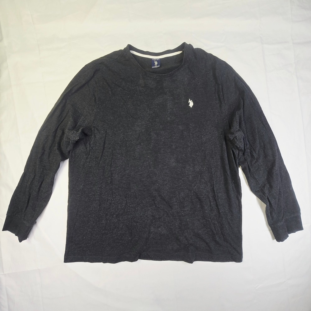 US Polo Assn Long Sleeve T-Shirt Men's Size 2XL Gray Heathered Crew Neck Logo